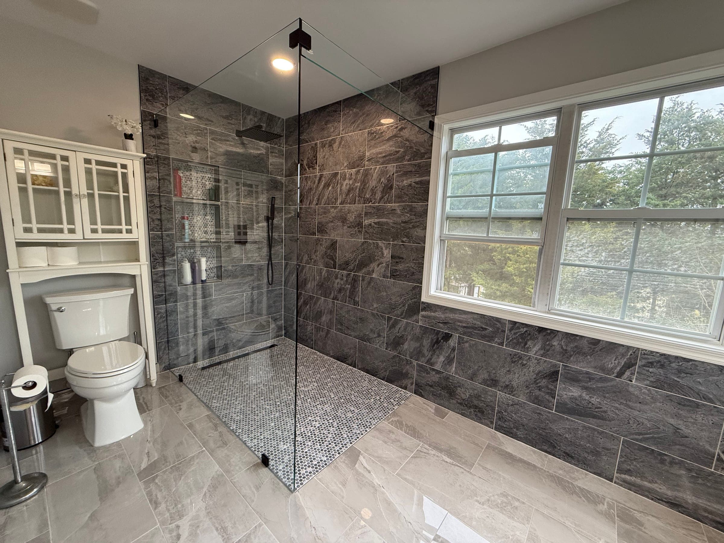 Curbless Shower, Slate Walk-In, Northern Virginia — finished work, photo 2