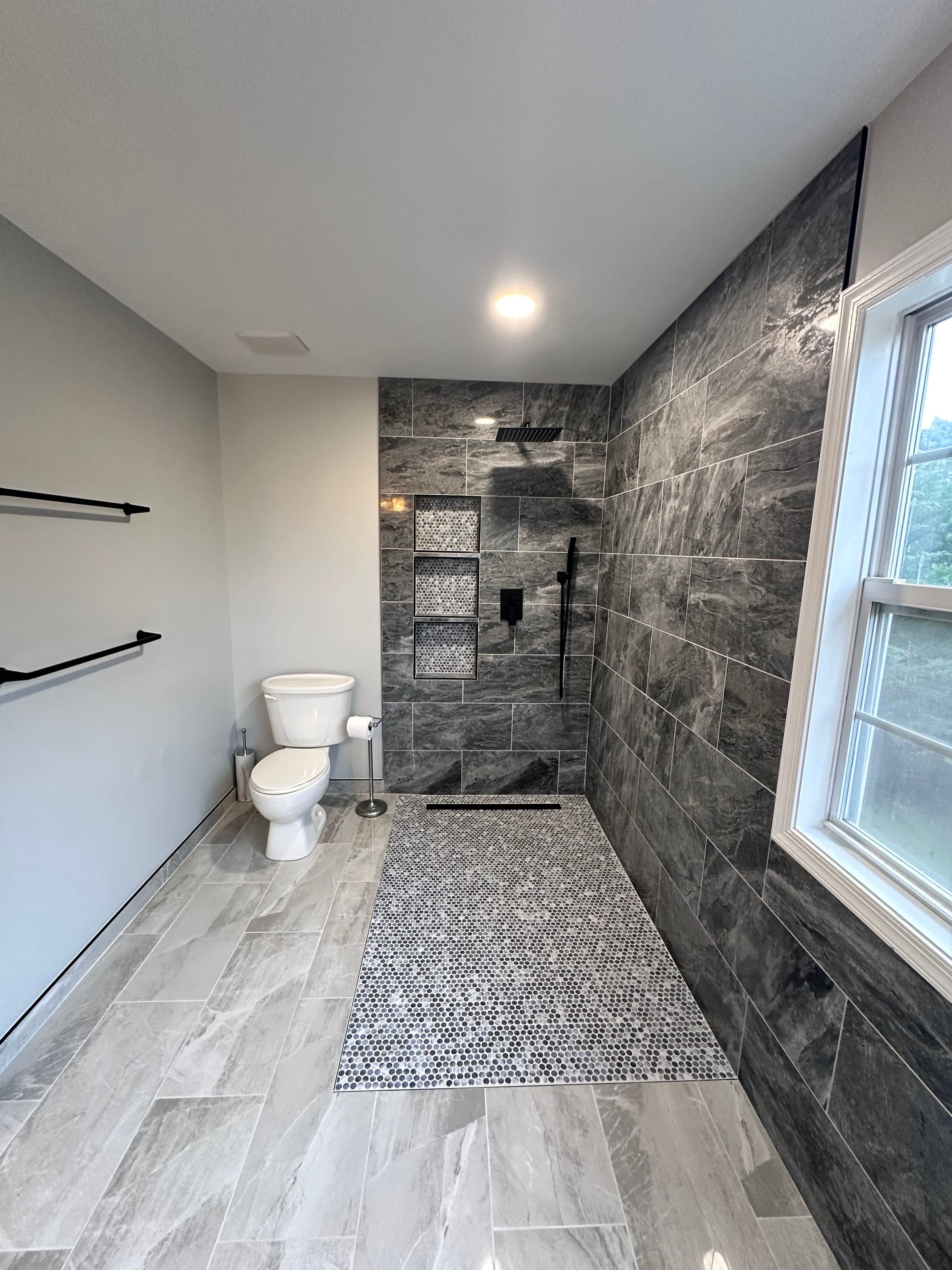 Curbless Shower, Slate Walk-In, Northern Virginia — finished work, photo 3