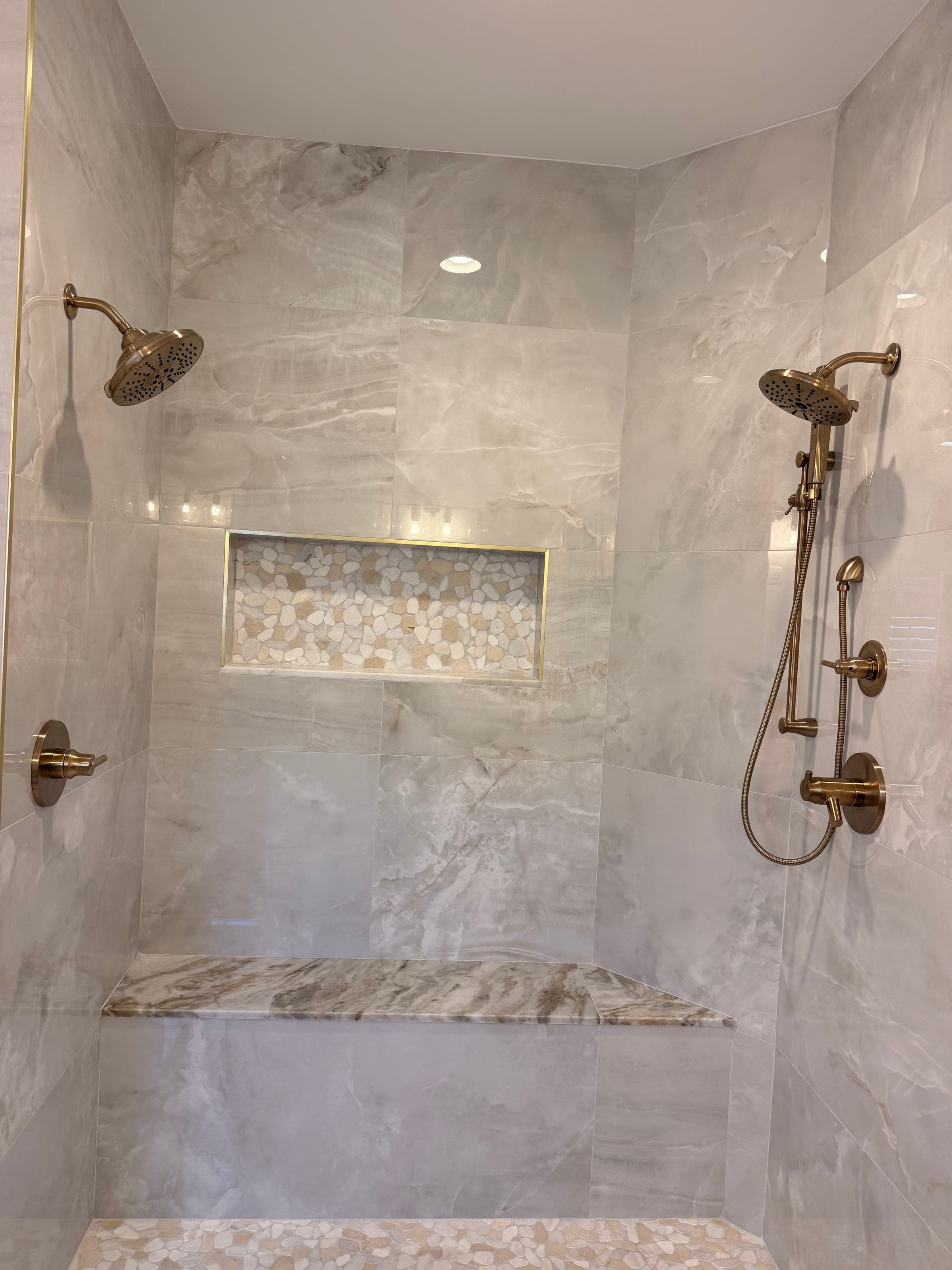 Master Bath, Pebble-Floor Double Shower, Northern Virginia — finished work, photo 2