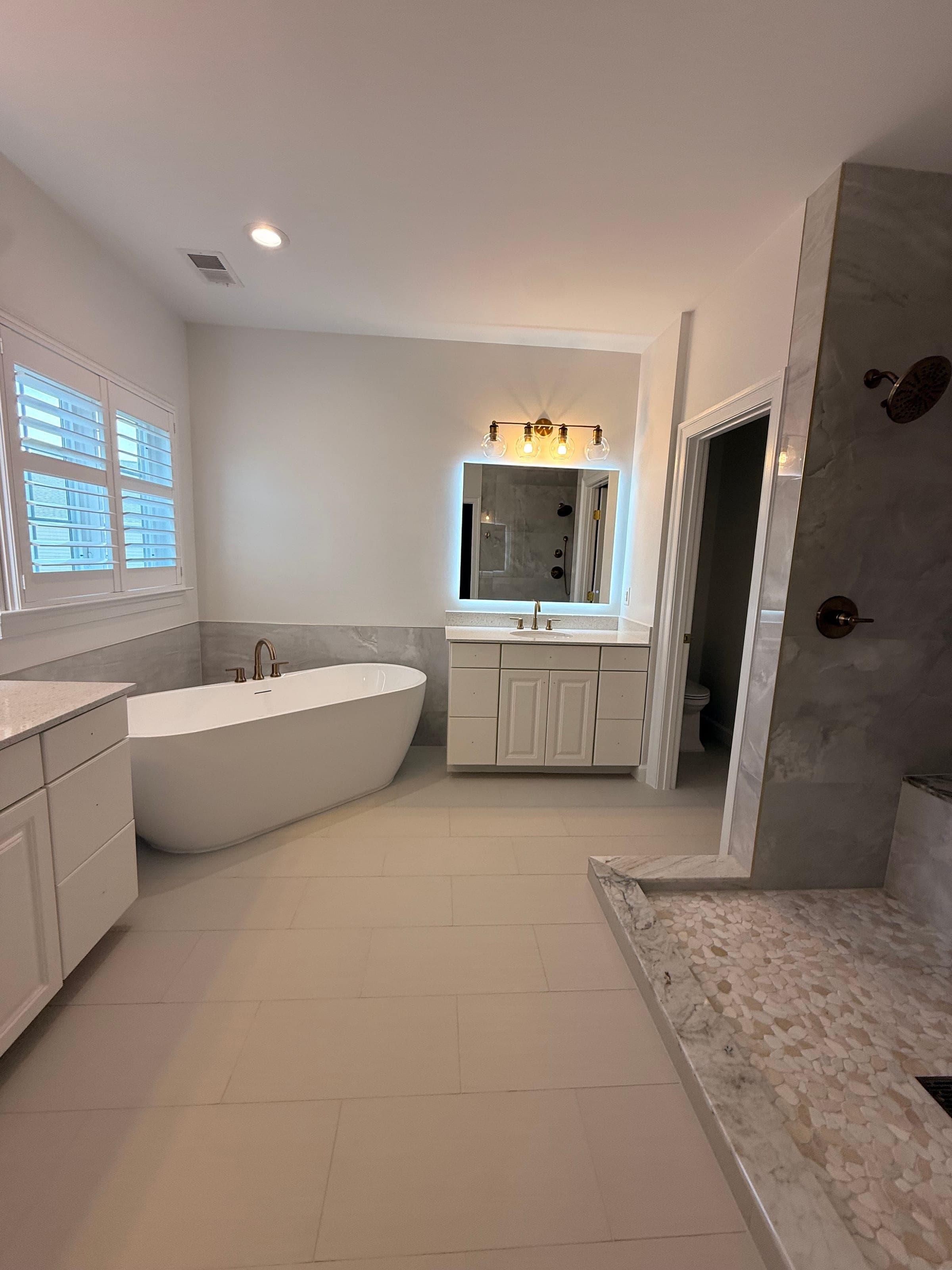 Master Bath, Pebble-Floor Double Shower, Northern Virginia — finished work, photo 1