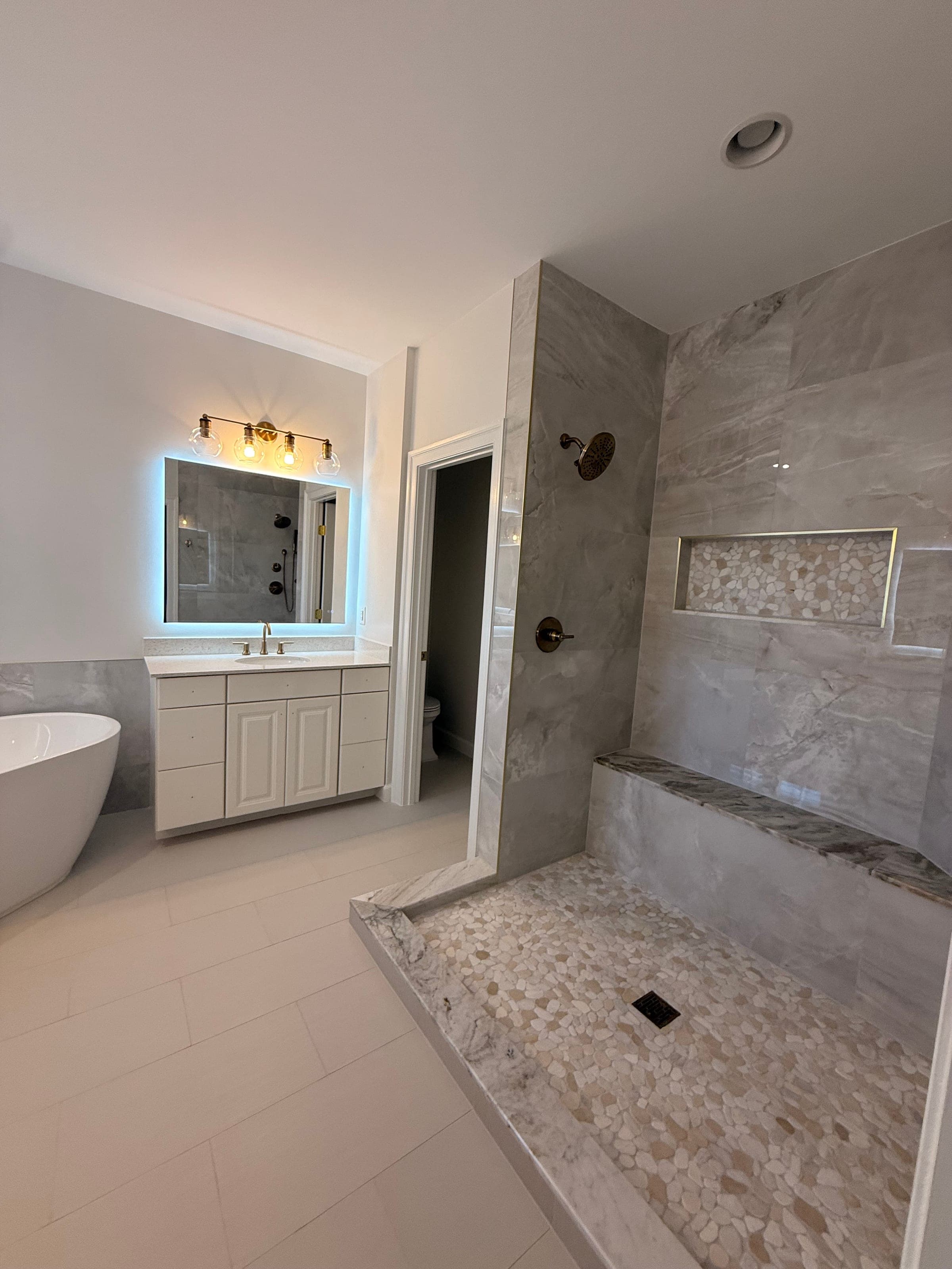 Master Bath, Pebble-Floor Double Shower, Northern Virginia — finished work, photo 5