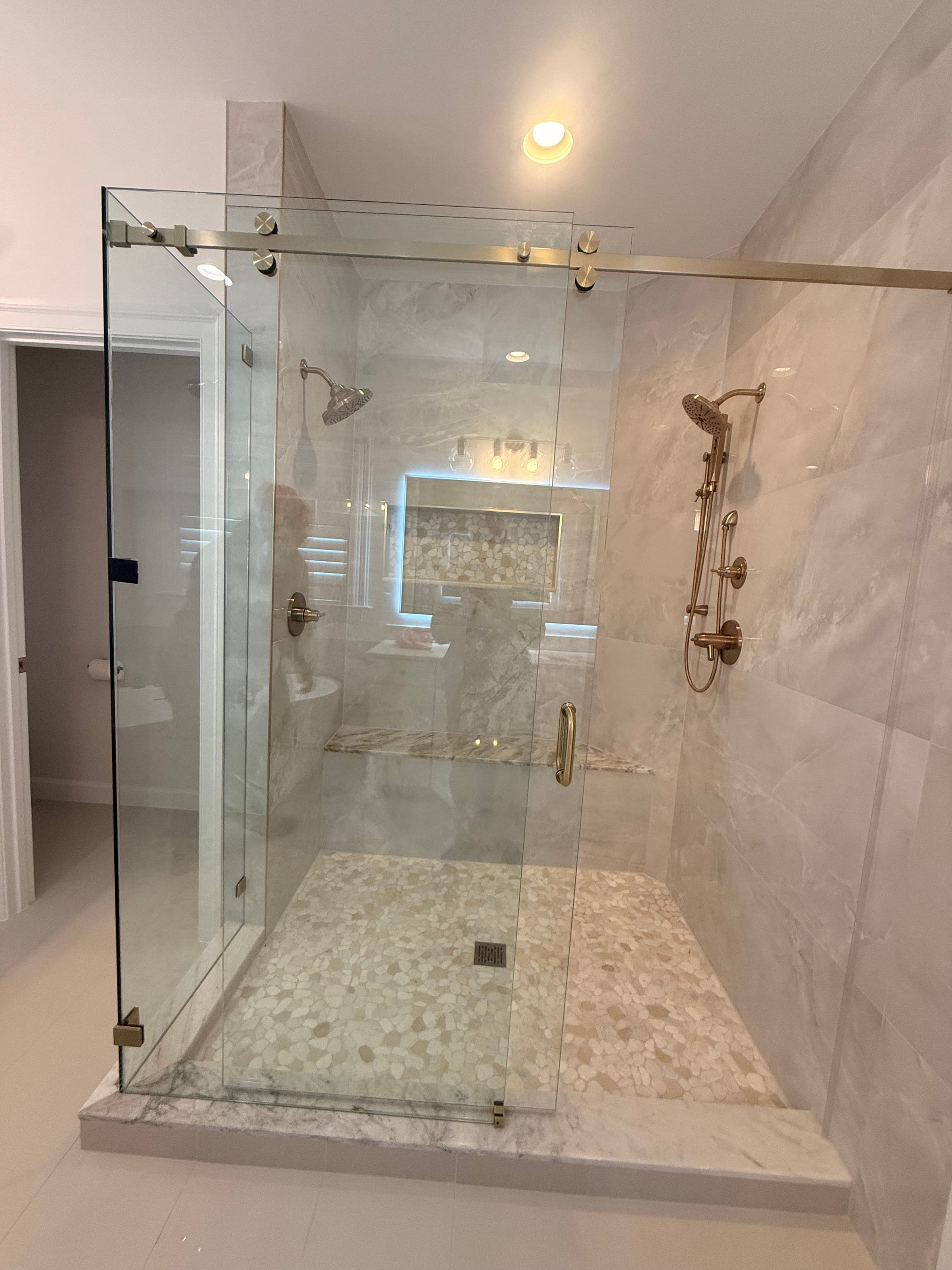 Master Bath, Pebble-Floor Double Shower, Northern Virginia — finished work, photo 4