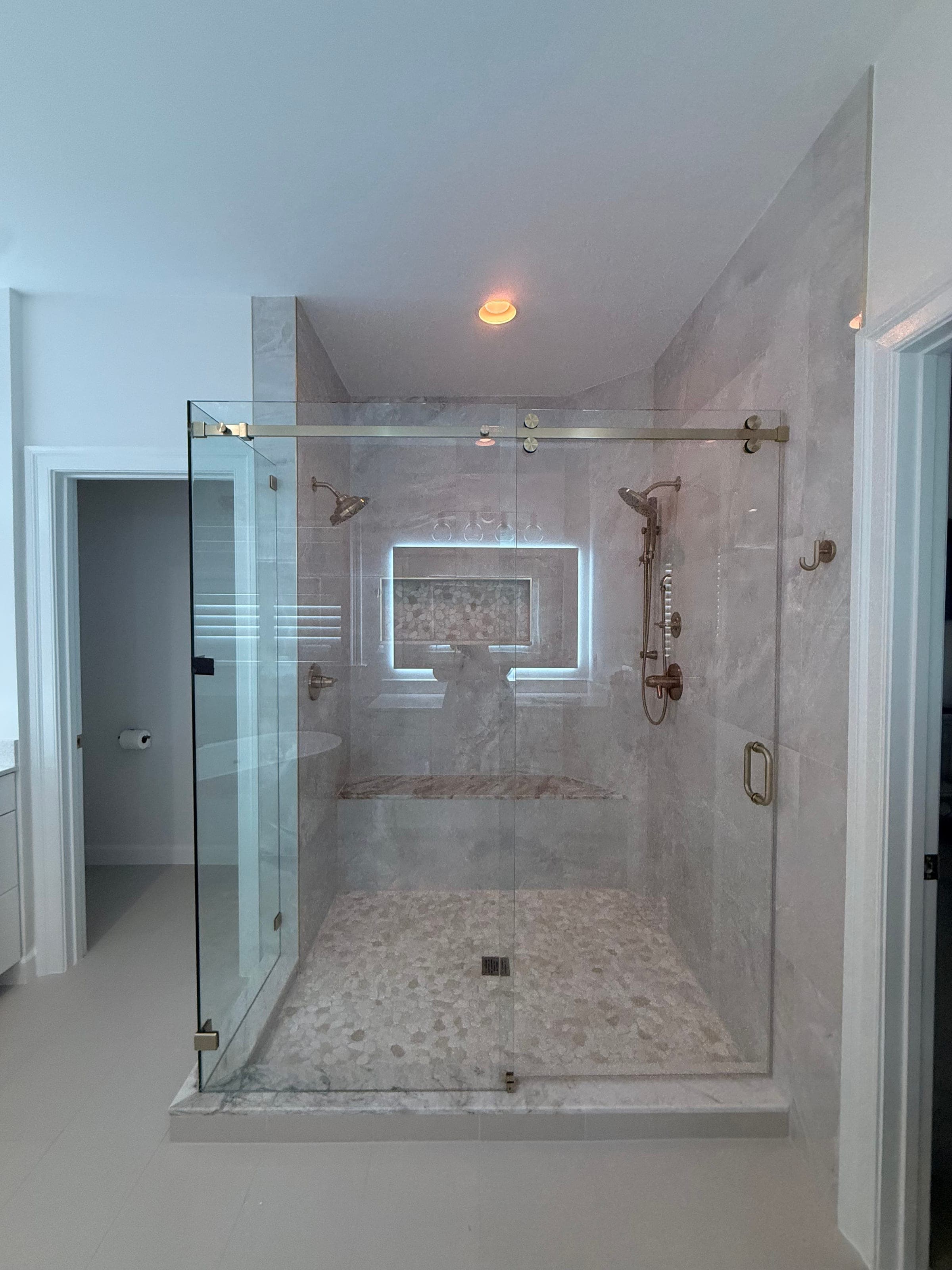 Master Bath, Pebble-Floor Double Shower, Northern Virginia — after