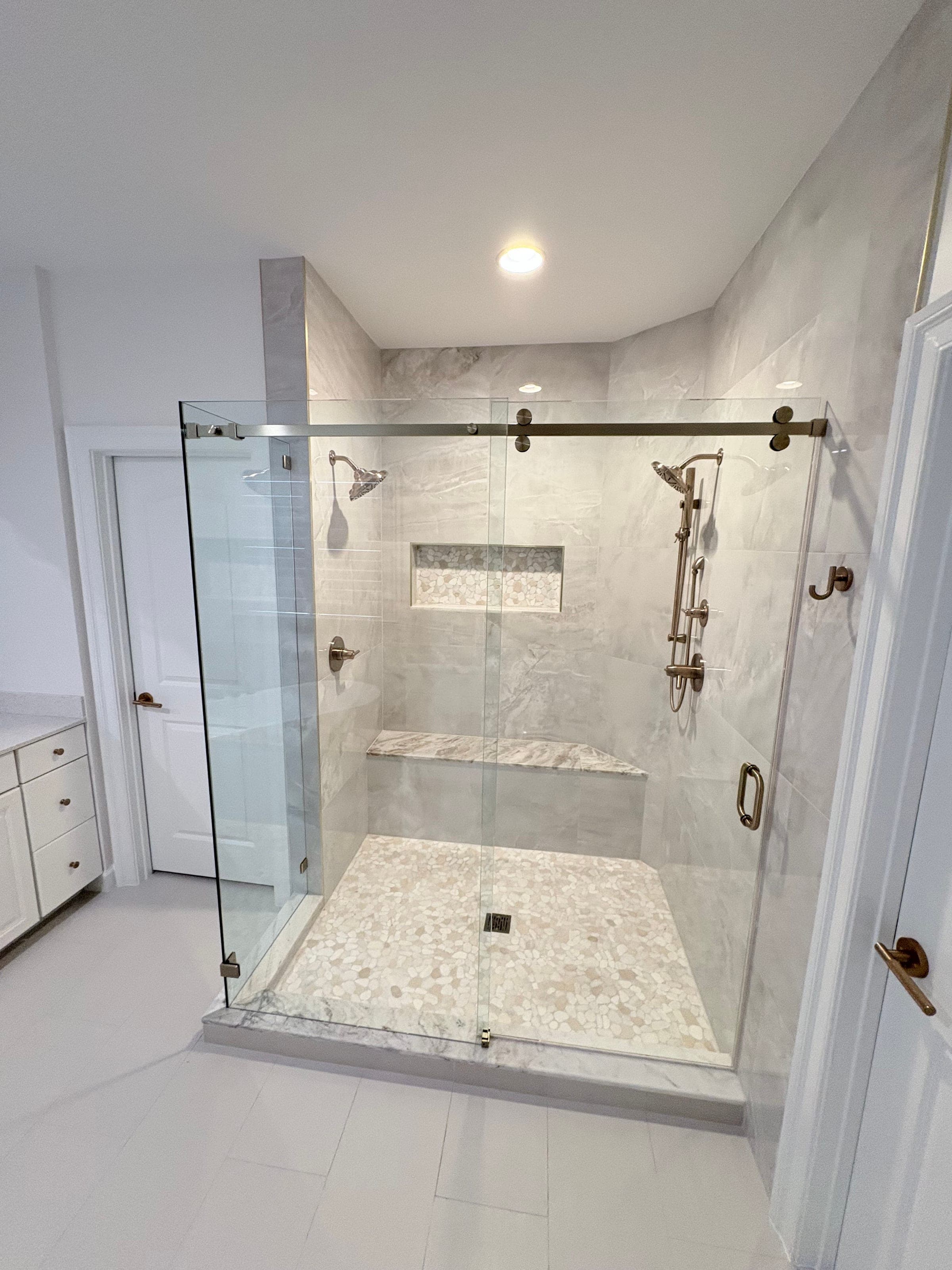 Master Bath, Pebble-Floor Double Shower, Northern Virginia — finished work, photo 6