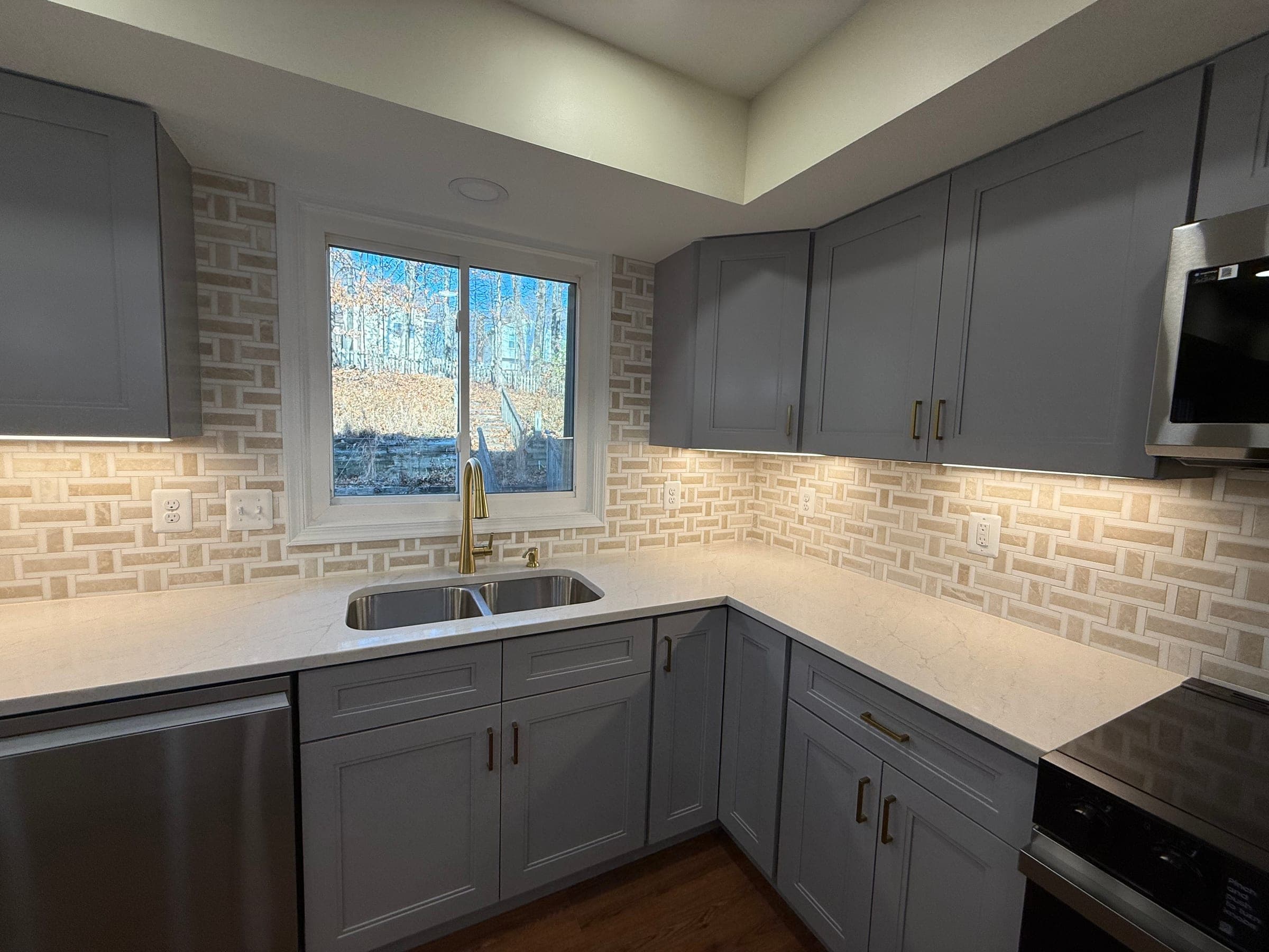 Gray Kitchen, Basketweave & Brass, Northern Virginia — finished work, photo 7