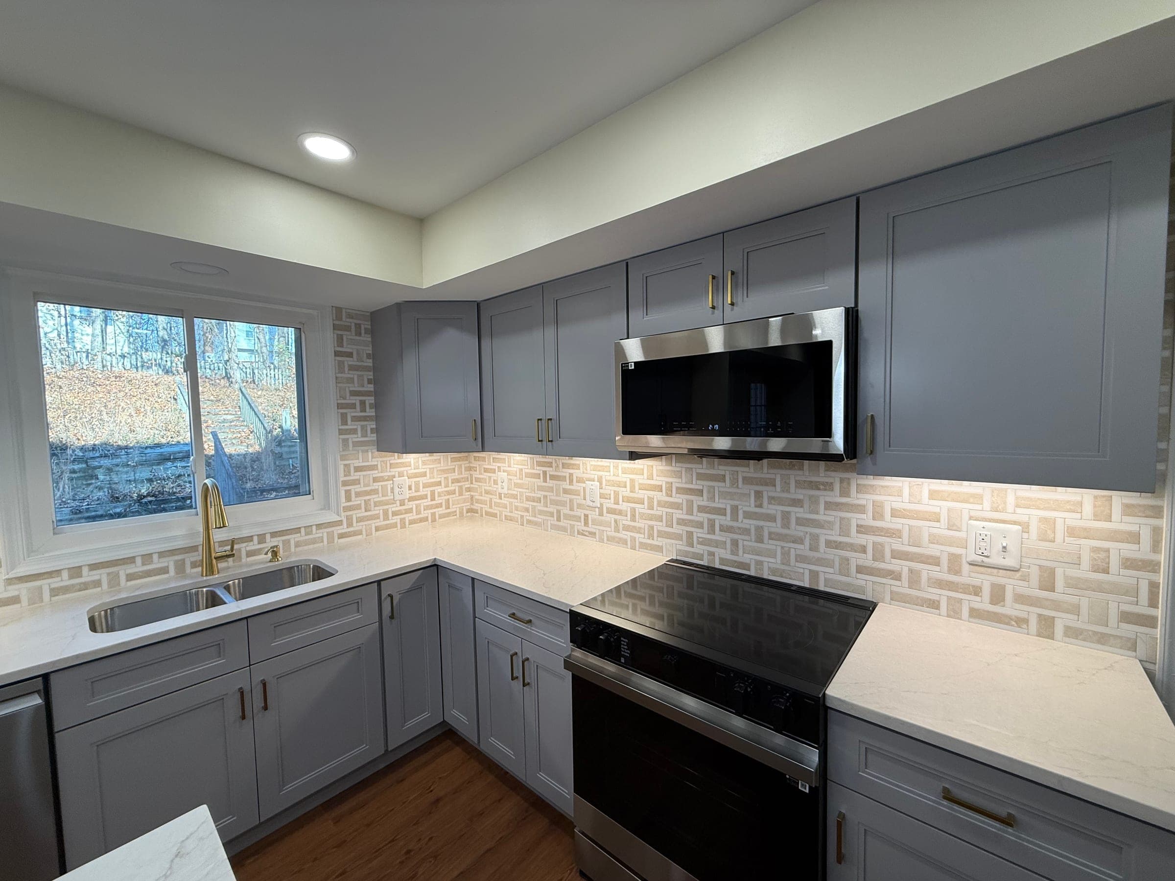 Gray Kitchen, Basketweave & Brass, Northern Virginia — finished work, photo 4