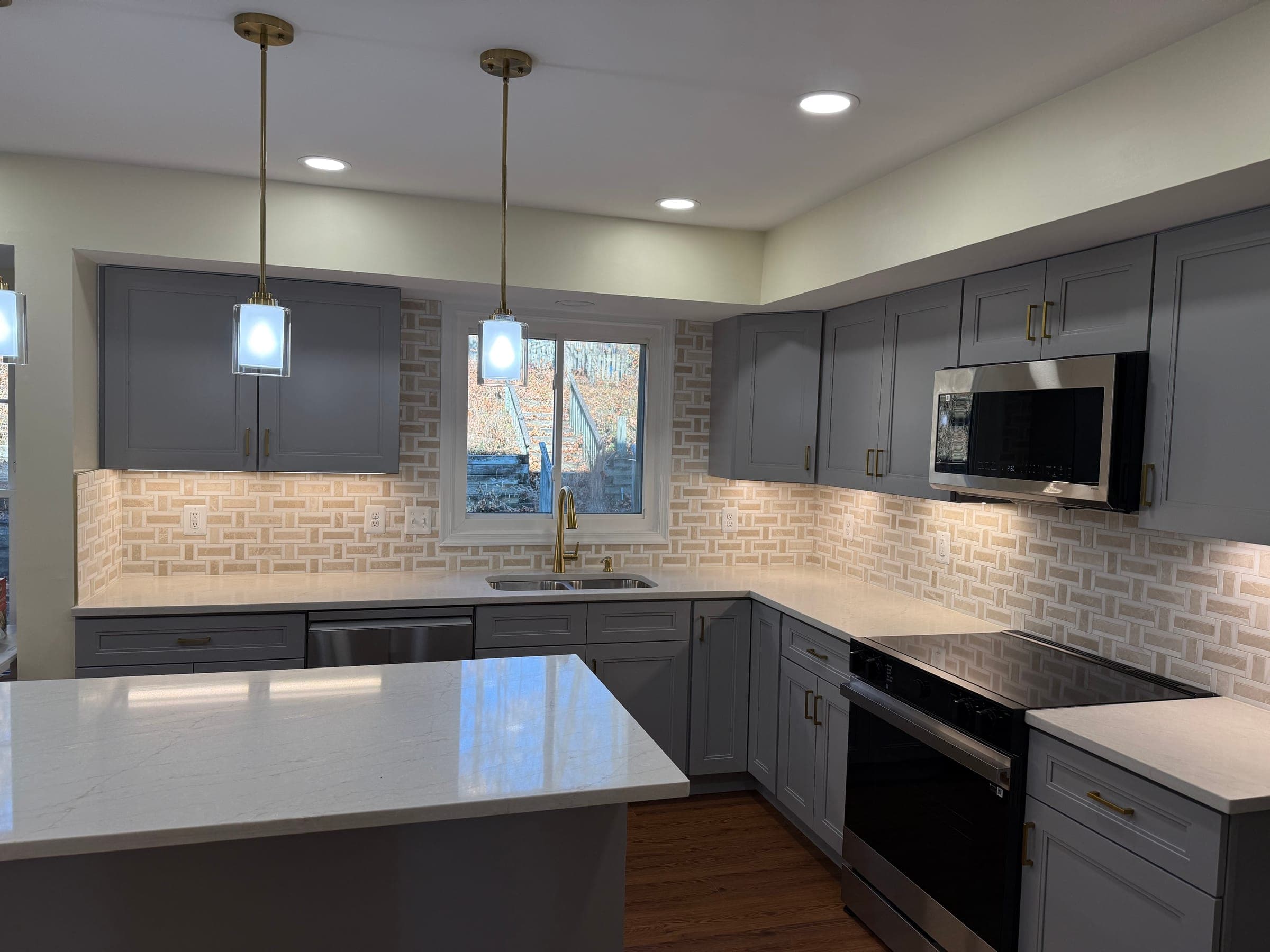 Gray Kitchen, Basketweave & Brass, Northern Virginia — finished work, photo 2