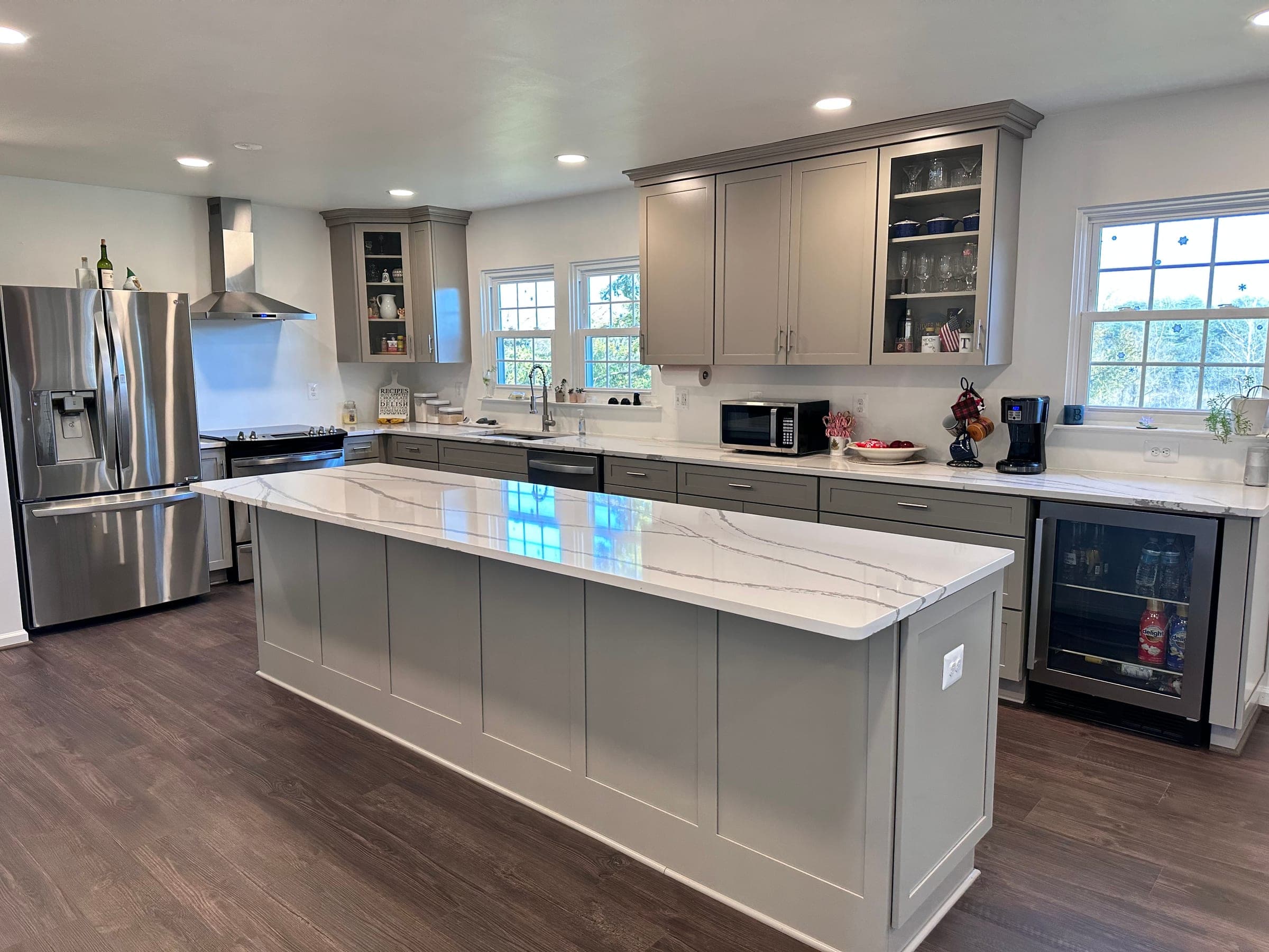 Greige Kitchen, Oversized Island, Northern Virginia — finished work, photo 1