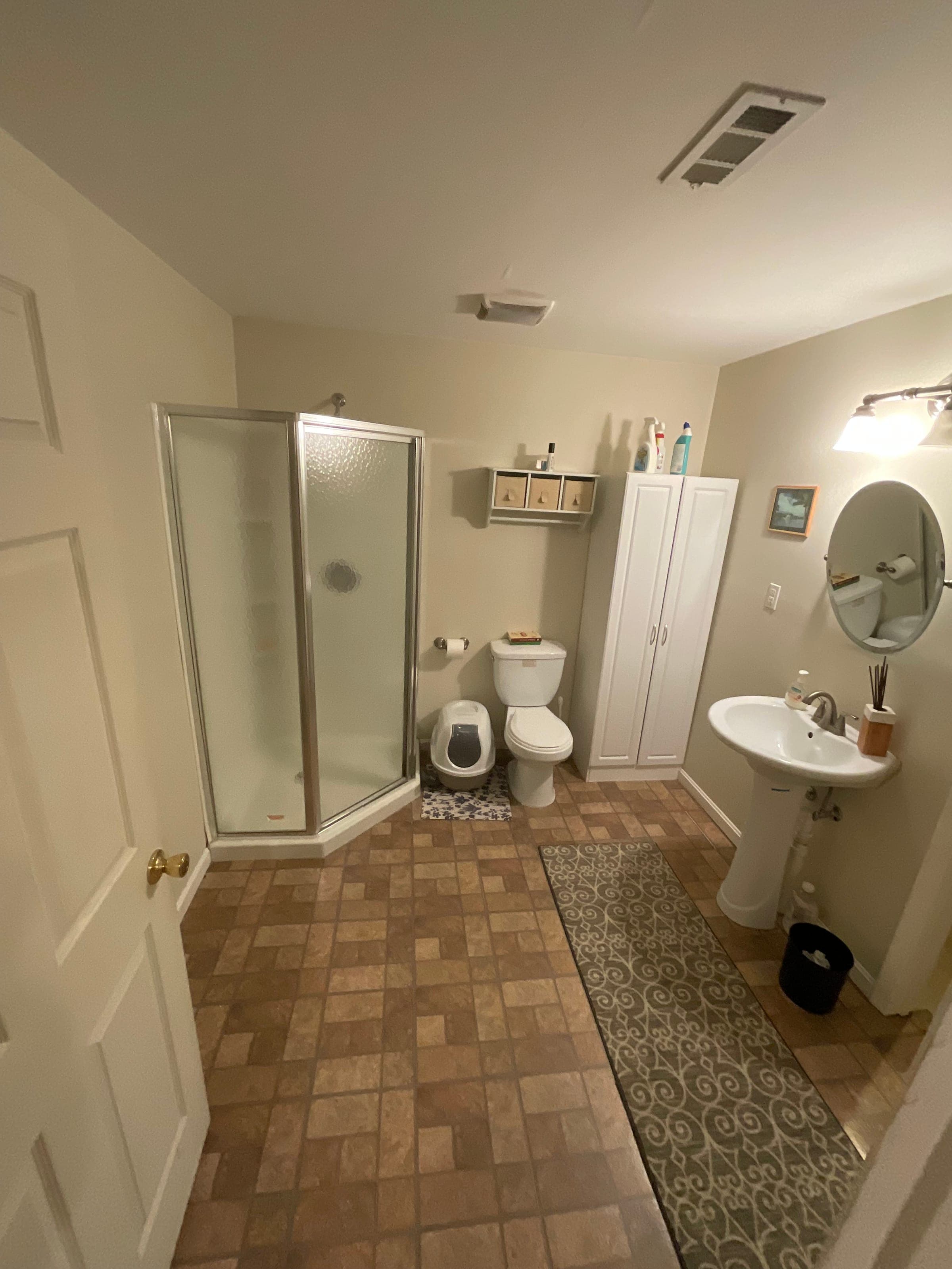 Basement Guest Bath, Navy & Brass, Northern Virginia — before