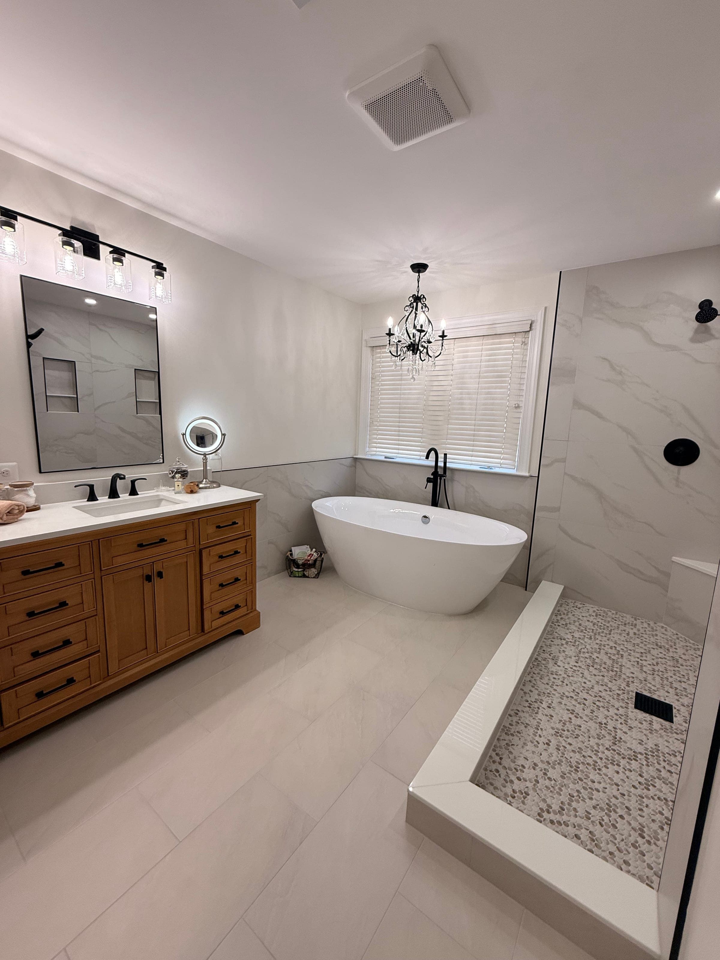Master Bath, Pebble Shower & Freestanding Tub, Northern Virginia — finished work, photo 6