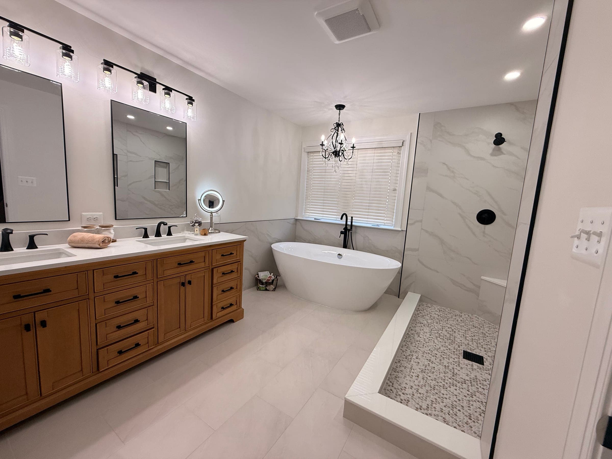Master Bath, Pebble Shower & Freestanding Tub, Northern Virginia — finished work, photo 1