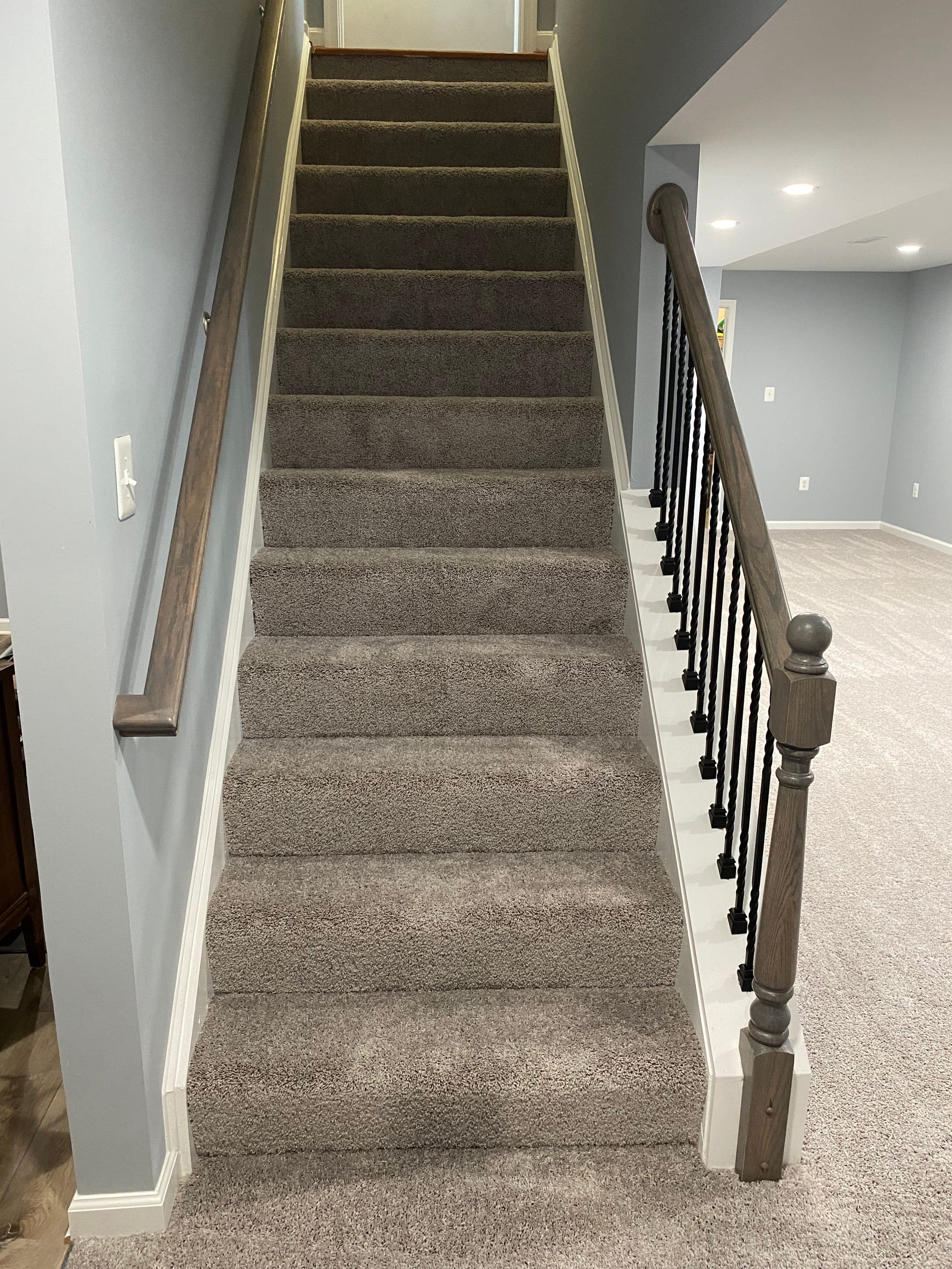 Rec-Room Basement, Oak & Iron Stair, Northern Virginia — finished work, photo 3