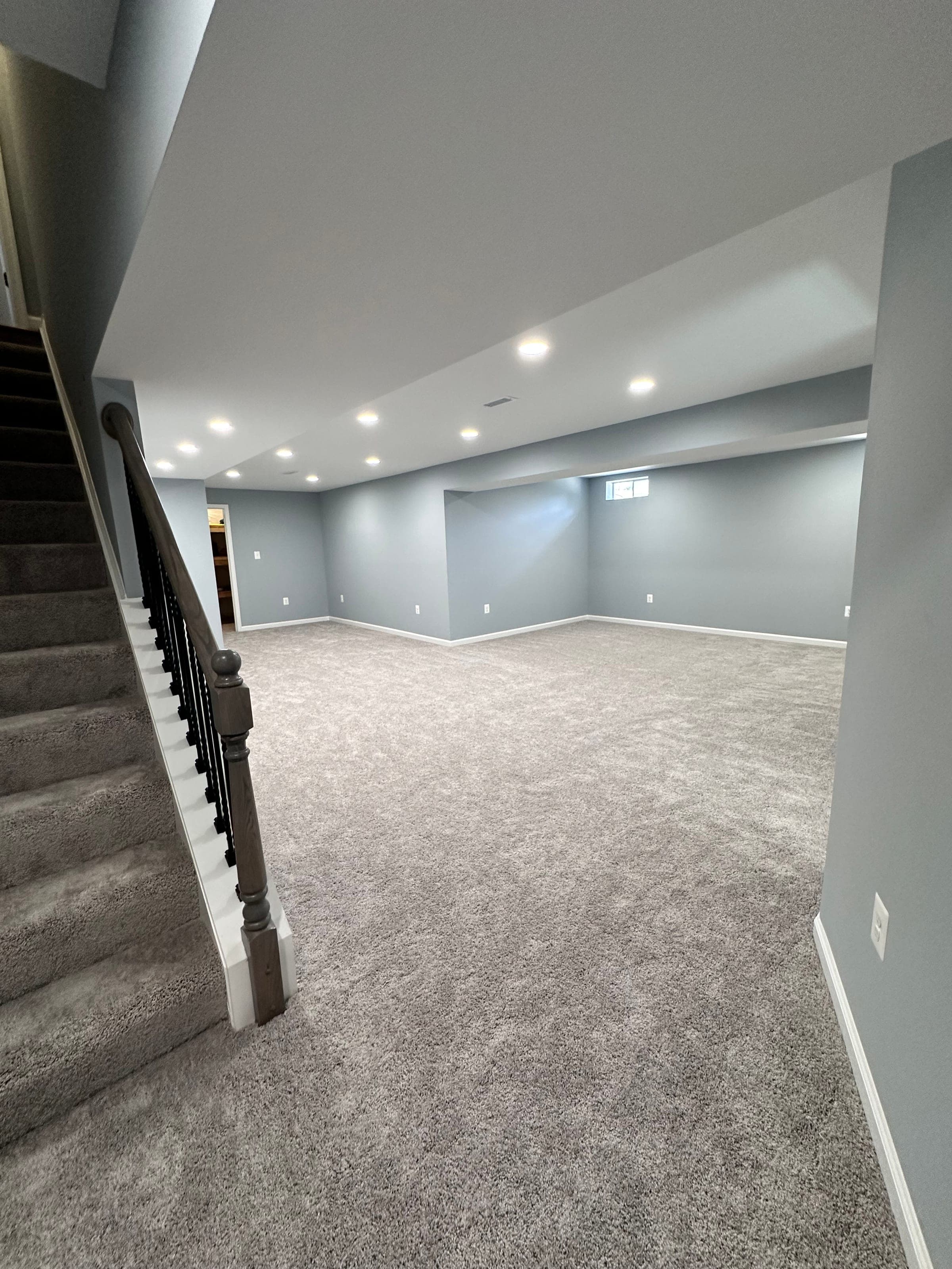 Rec-Room Basement, Oak & Iron Stair, Northern Virginia — finished work, photo 2