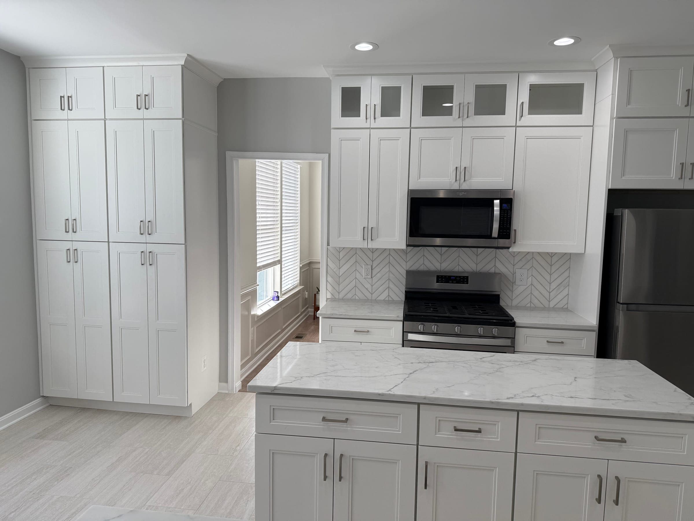 White Kitchen, Chevron Backsplash, Northern Virginia — finished work, photo 5