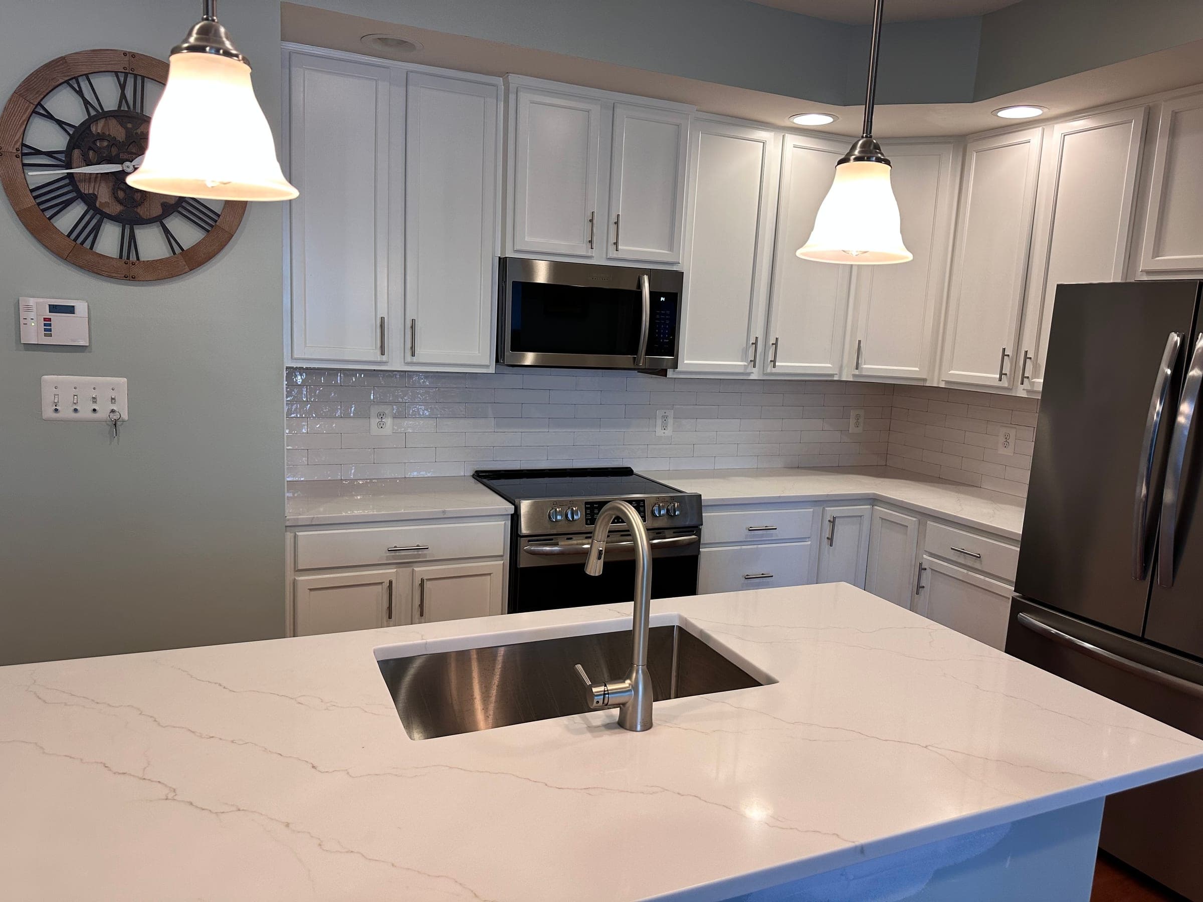 Galley Kitchen, Island Sink & Subway Tile, Northern Virginia — finished work, photo 2
