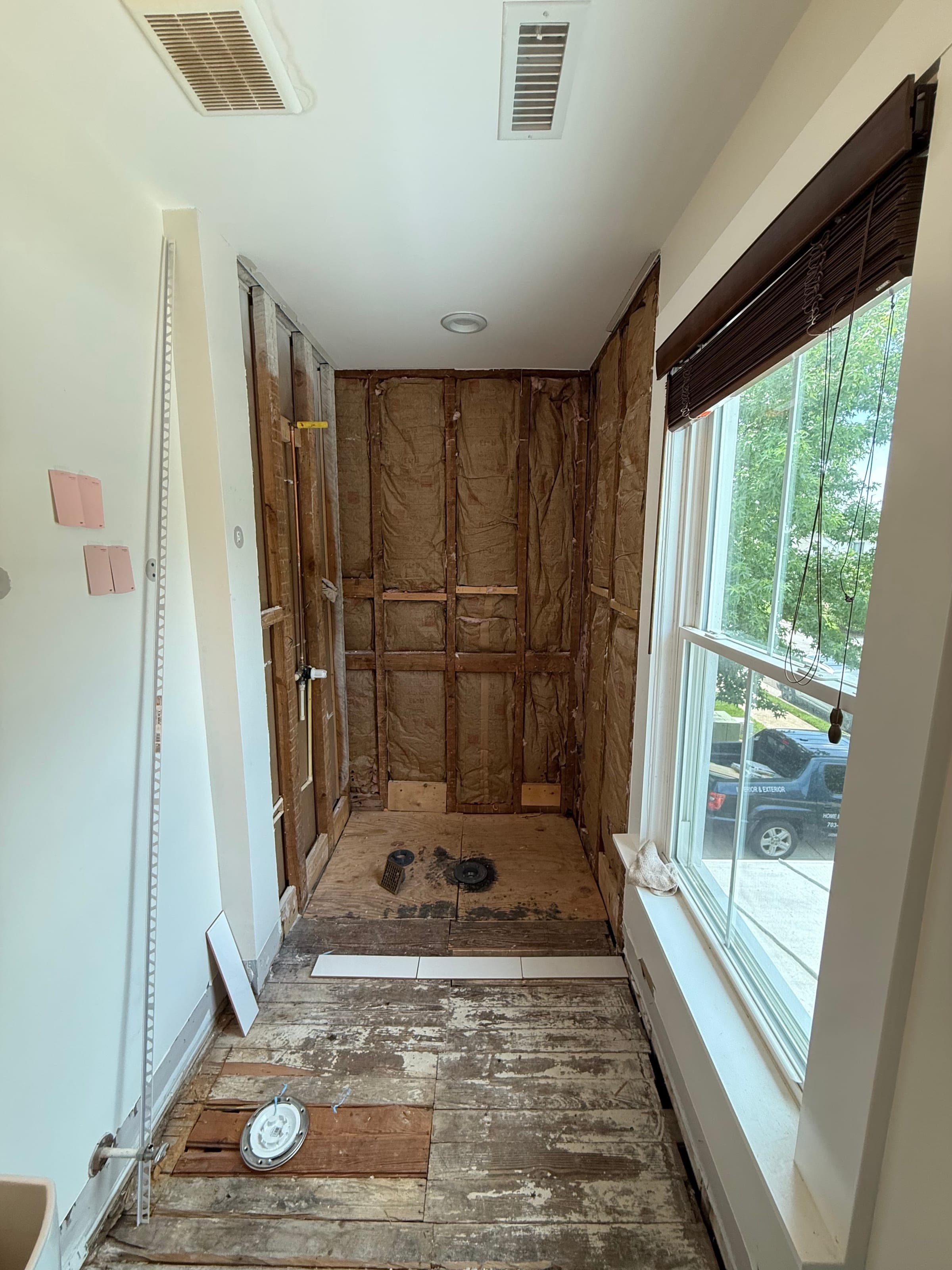 Manassas Bath, Daisy Mosaic Shower, Manassas — before