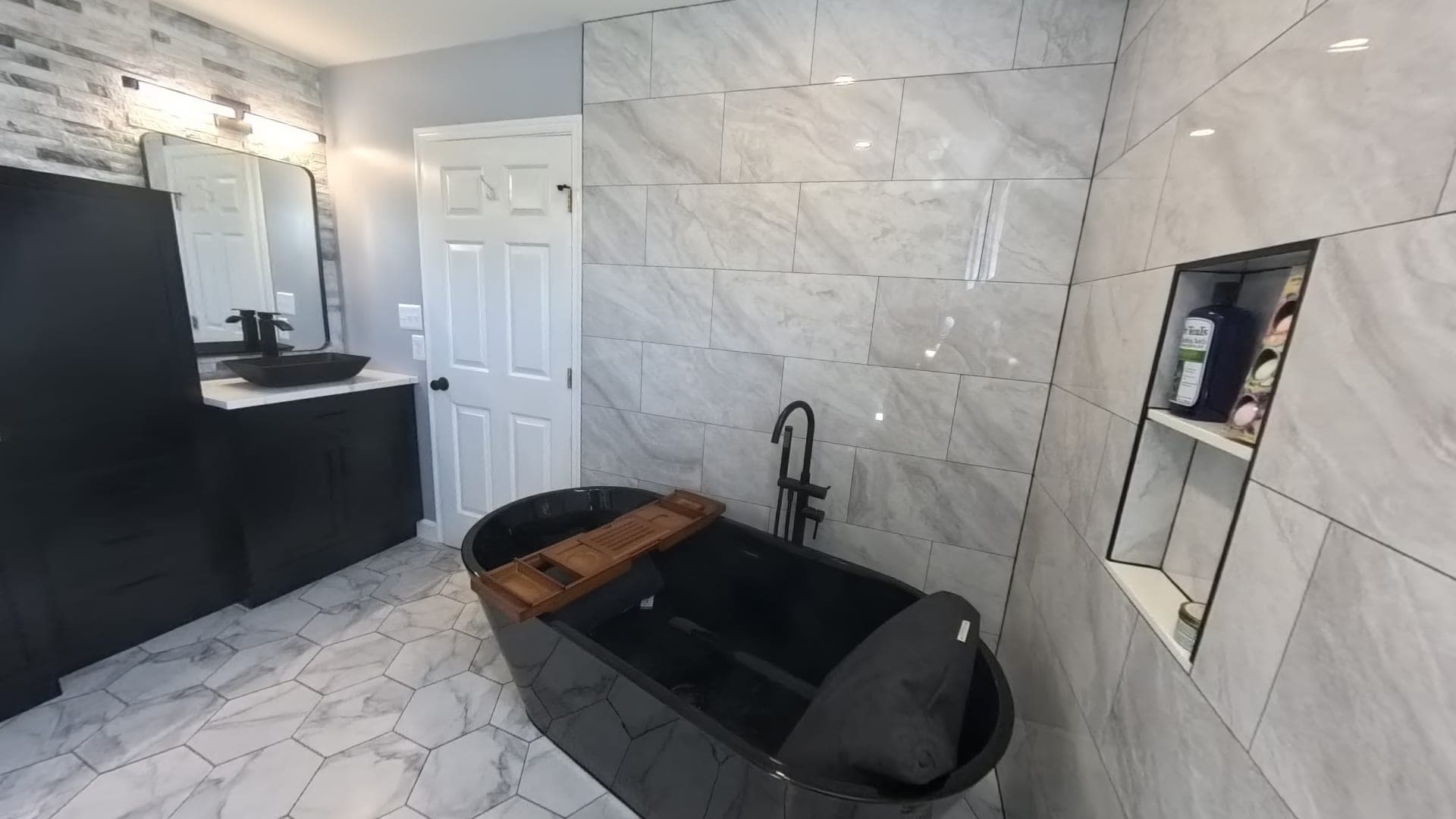 Master Bath, Matte-Black Wet Room, Northern Virginia — finished work, photo 5